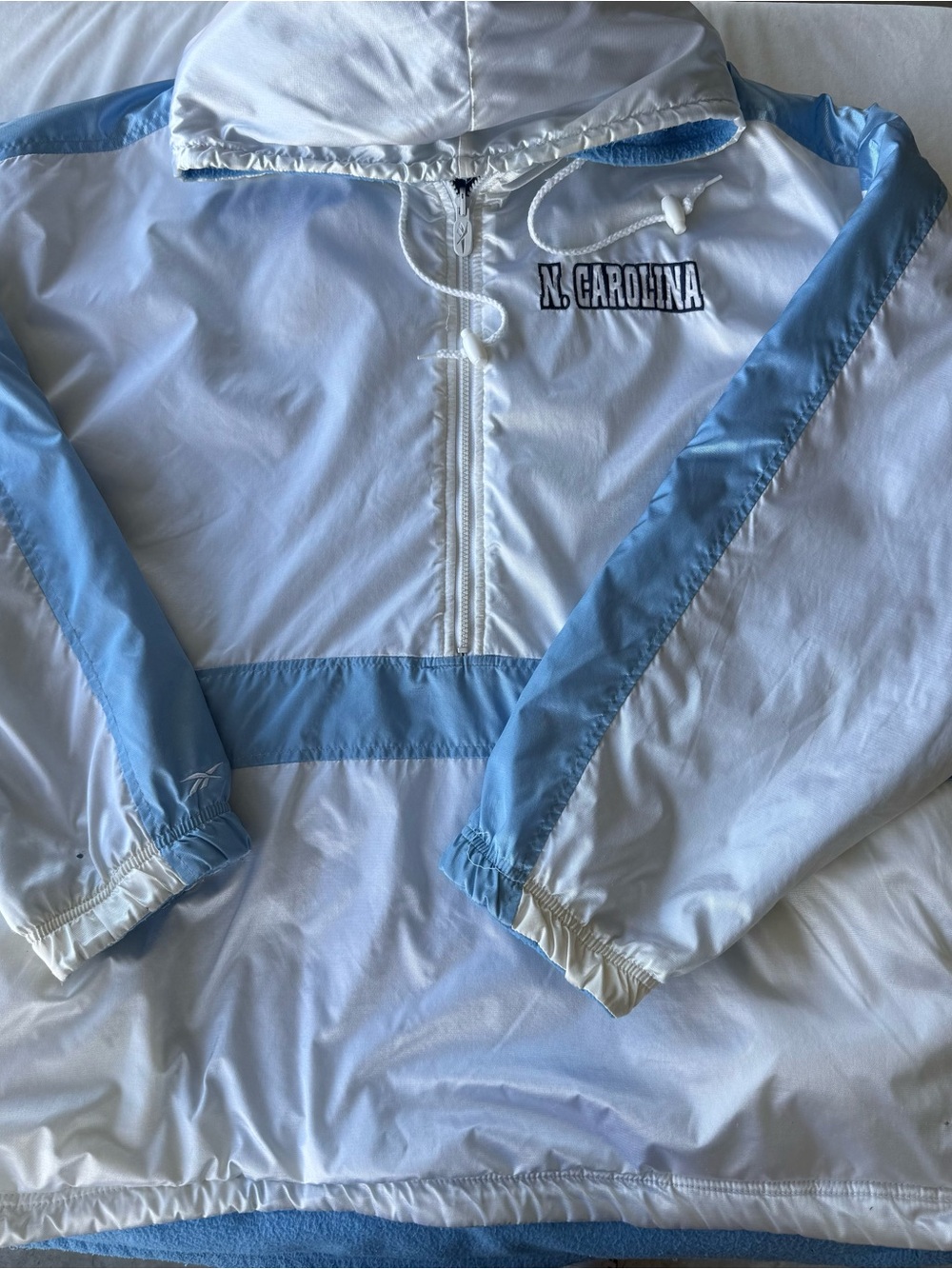 Vintage UNC University of North Carolina Reebok 1/2 zip reversible jacket